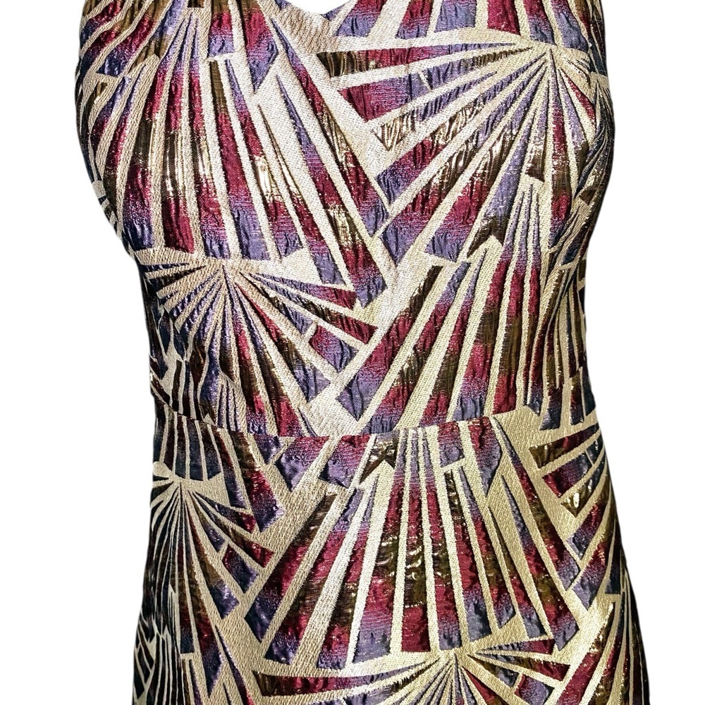Night Way Collections Gold and Purple Art Deco Shimmer Formal Dress - Picture 5 of 16